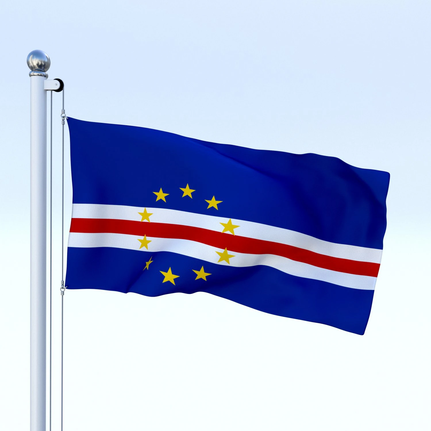 animated cape verde flag 3D Model .c4d .max .obj .3ds .fbx .stl .blend 