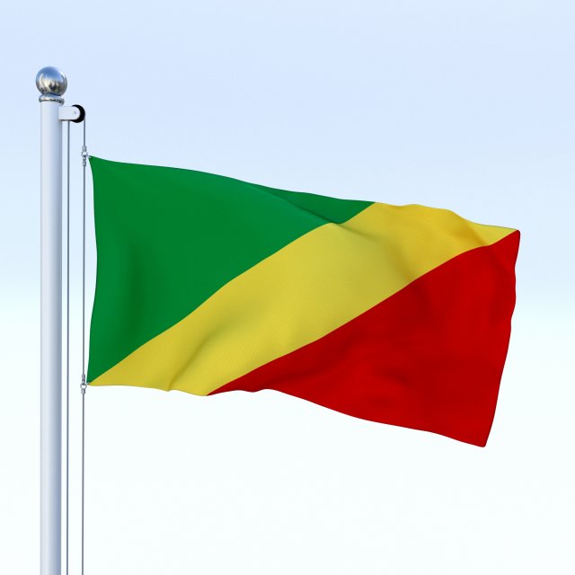 animated republic of the congo flag 3D 모델 .c4d .max .obj .3ds .fbx .stl .blend 