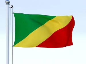 animated republic of the congo flag 3D Model