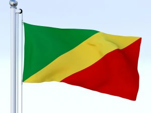 animated republic of the congo flag 3D Model