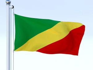 animated republic of the congo flag 3D Model