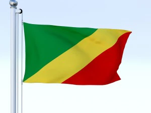 animated republic of the congo flag 3D Model