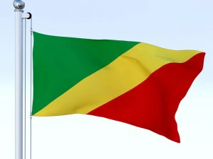 animated republic of the congo flag 3D Model