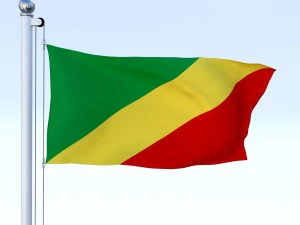 animated republic of the congo flag 3D Model