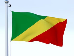 animated republic of the congo flag 3D Model