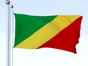 animated republic of the congo flag 3D Model