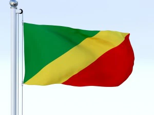 animated republic of the congo flag 3D Model