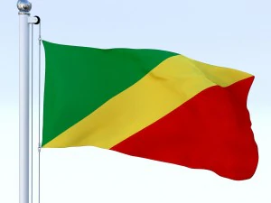 animated republic of the congo flag 3D Model