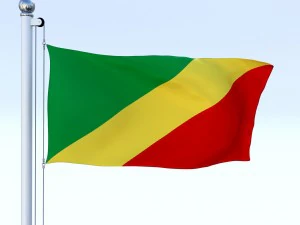 animated republic of the congo flag 3D Model