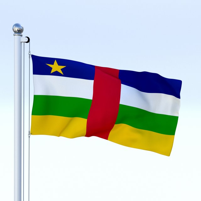 animated central african republic flag 3D Model .c4d .max .obj .3ds .fbx .stl .blend 