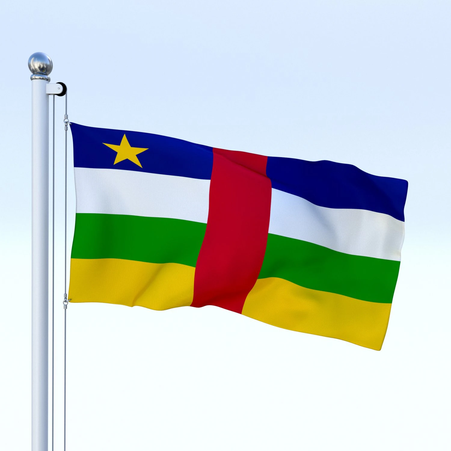 animated central african republic flag 3D Model .c4d .max .obj .3ds .fbx .stl .blend 