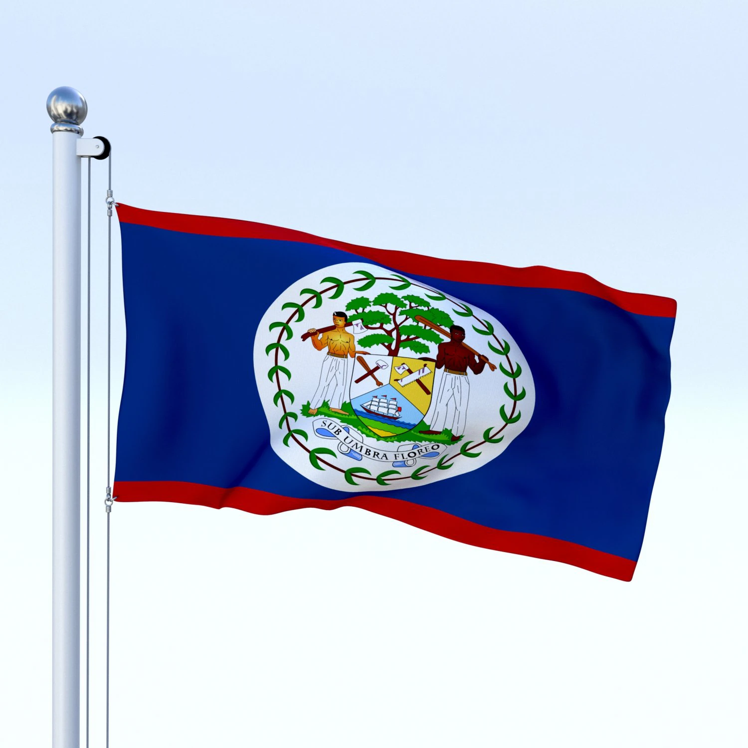animated belize flag 3D Model .c4d .max .obj .3ds .fbx .stl .blend 
