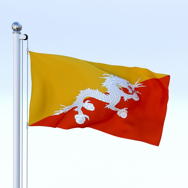 animated kingdom of bhutan flag Modèle 3D .c4d .max .obj .3ds .fbx .stl .blend