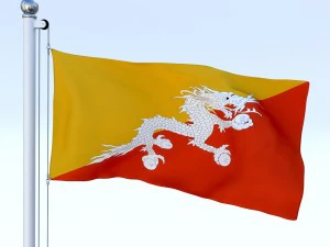 animated kingdom of bhutan flag 3D Model