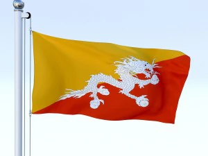 animated kingdom of bhutan flag 3D Model