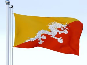 animated kingdom of bhutan flag 3D Model