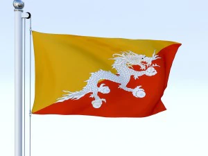 animated kingdom of bhutan flag 3D Model
