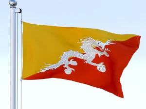 animated kingdom of bhutan flag 3D Model