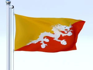 animated kingdom of bhutan flag 3D Model