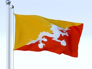 animated kingdom of bhutan flag Modèle 3D