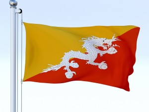 animated kingdom of bhutan flag Modèle 3D