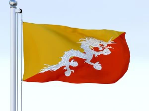 animated kingdom of bhutan flag 3D Model