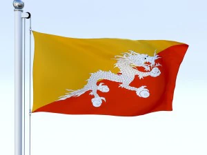 animated kingdom of bhutan flag 3D Model