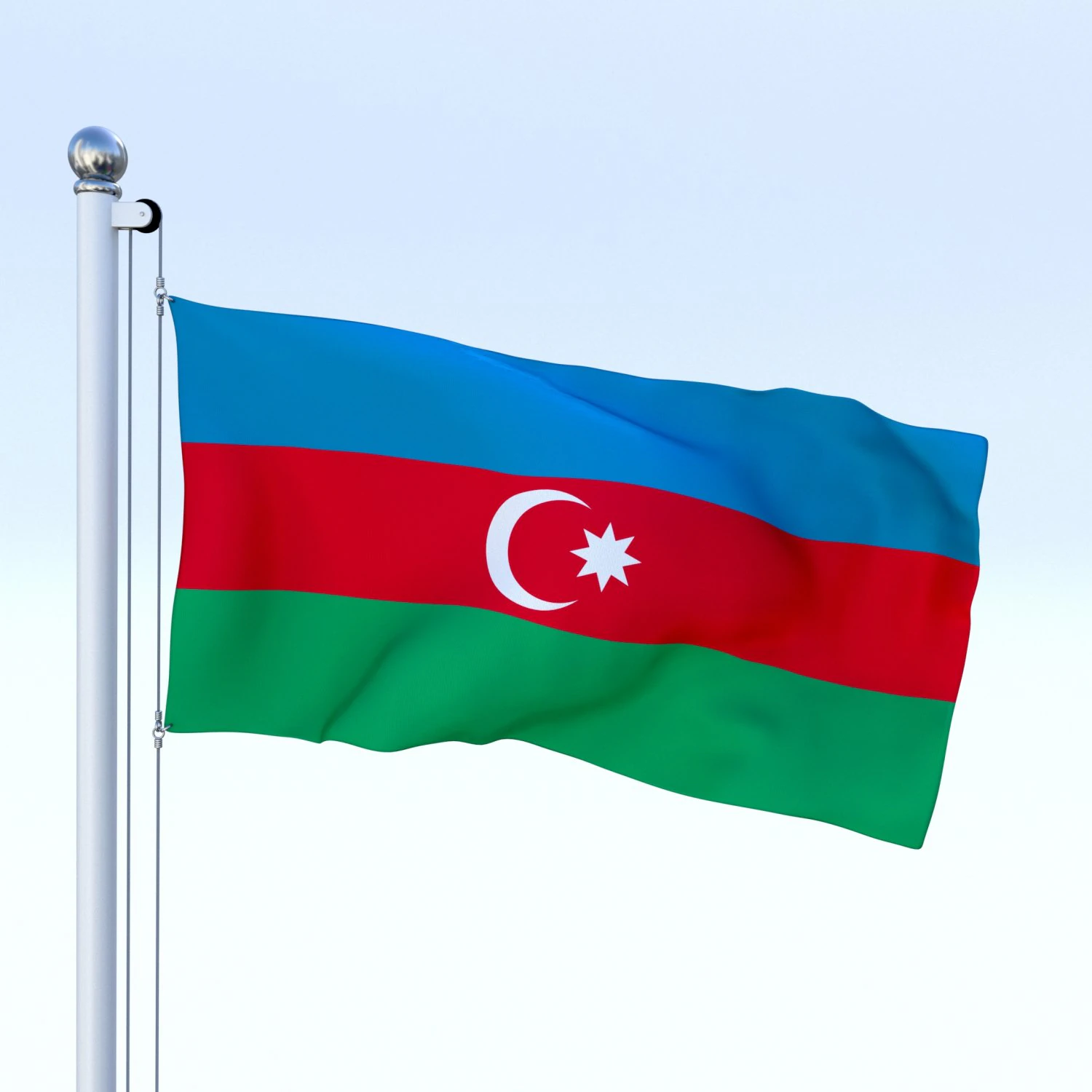 animated azerbaijan flag 3D Model .c4d .max .obj .3ds .fbx .stl .blend