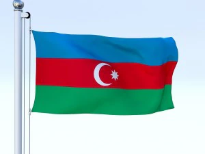 animated azerbaijan flag 3D Model