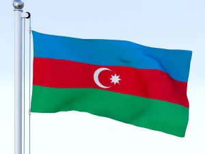 animated azerbaijan flag 3D Model