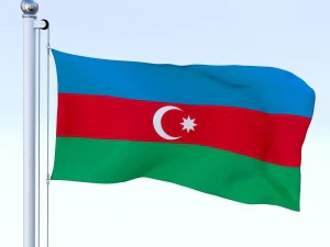 animated azerbaijan flag 3D Model