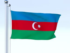 animated azerbaijan flag 3D Model