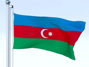 animated azerbaijan flag 3D Model