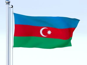 animated azerbaijan flag 3D Model