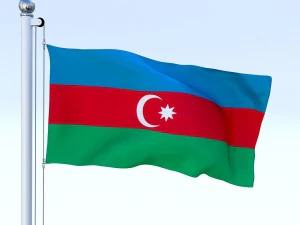 animated azerbaijan flag 3D Model