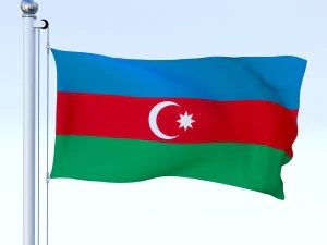 animated azerbaijan flag 3D Model