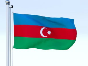 animated azerbaijan flag 3D Model