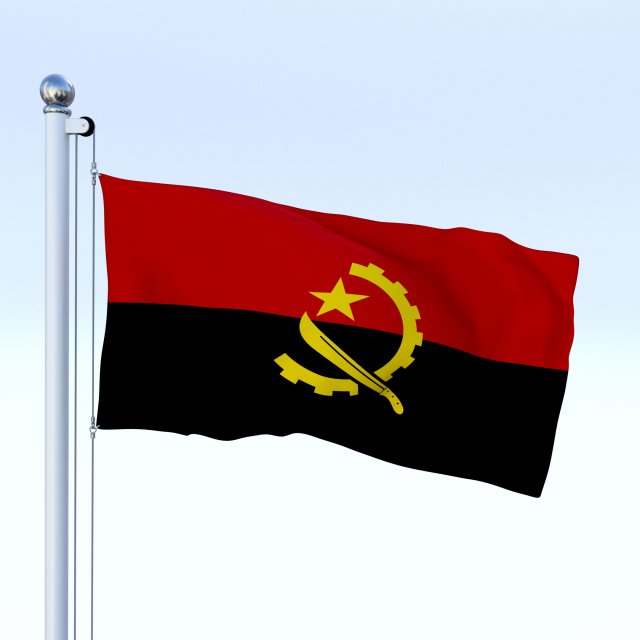 animated angola flag 3D Модель .c4d .max .obj .3ds .fbx .stl .blend 