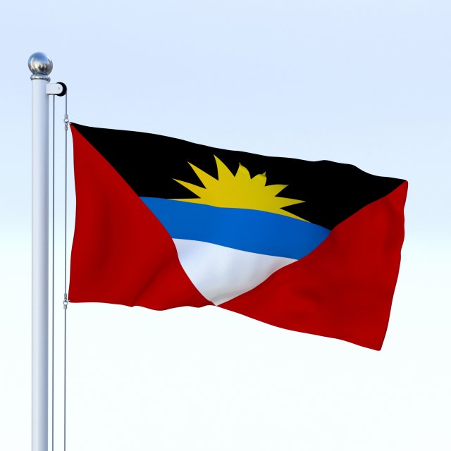 animated antigua and barbuda flag Modelo 3D .c4d .max .obj .3ds .fbx .stl .blend 