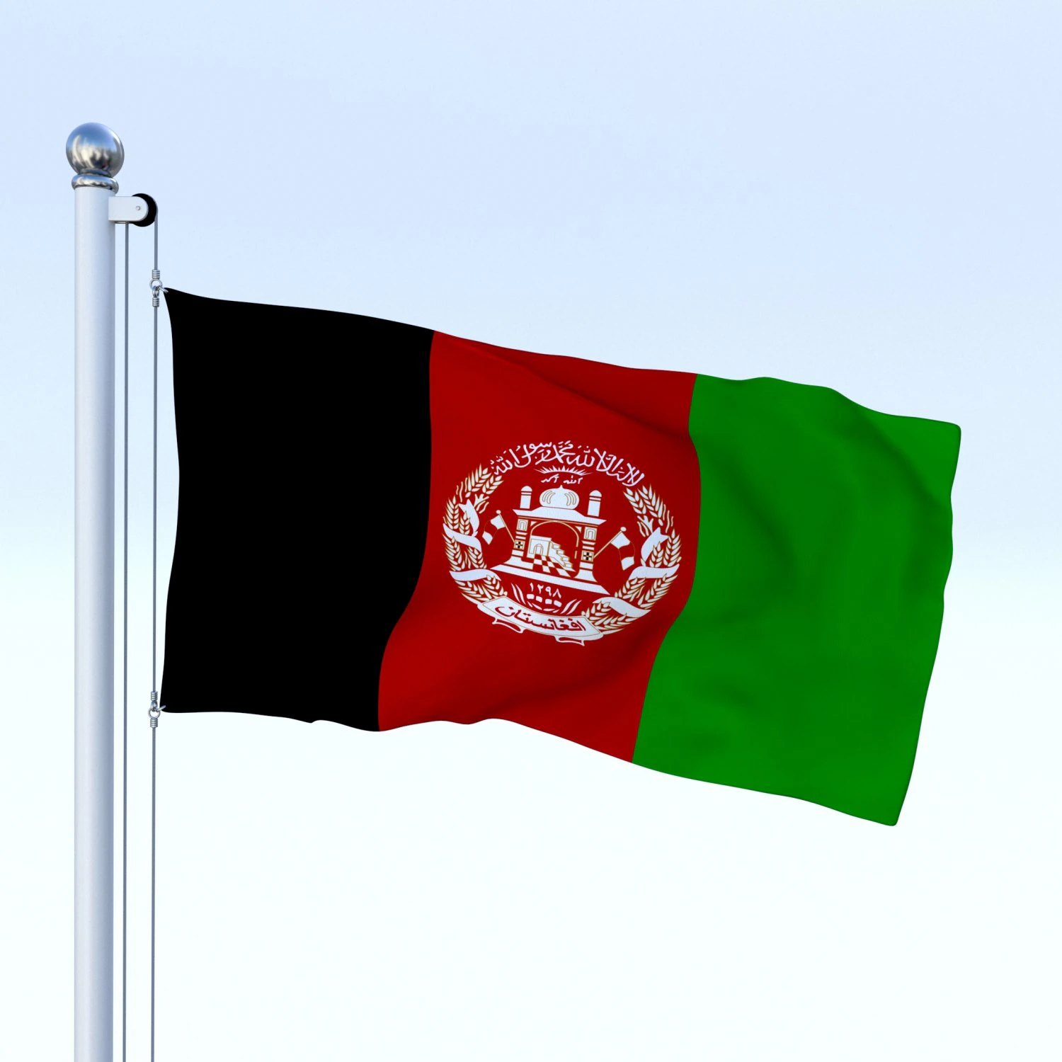 animated afghanistan flag 3D Model .c4d .max .obj .3ds .fbx .stl .blend 
