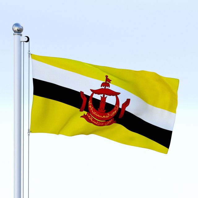 animated brunei darussalam flag 3D Модель .c4d .max .obj .3ds .fbx .stl .blend 