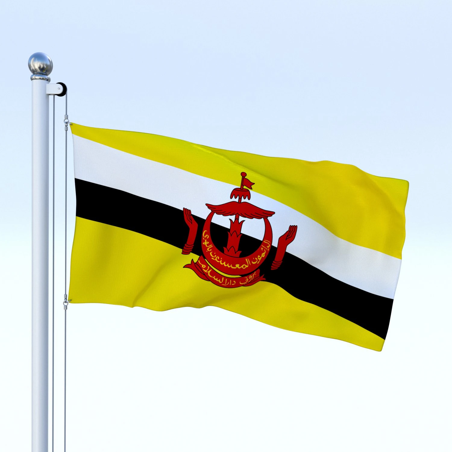 animated brunei darussalam flag 3D Model .c4d .max .obj .3ds .fbx .stl .blend 