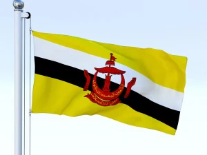 bandera animada de brunei darussalam Modelo 3D