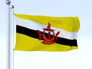 animated brunei darussalam flag 3D Model