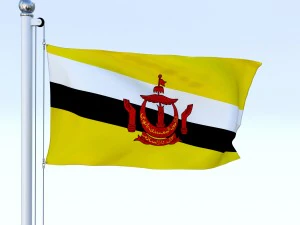 animated brunei darussalam flag 3D Model