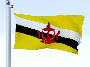animated brunei darussalam flag 3D Model