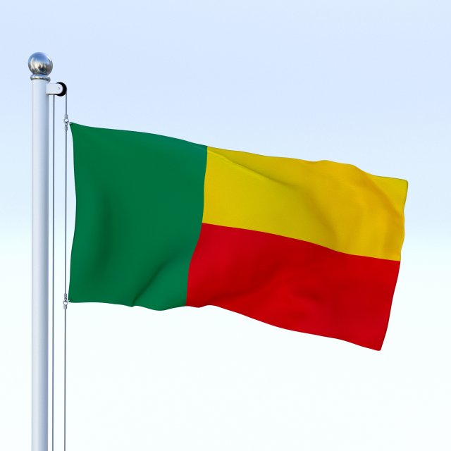 animated benin flag 3D 模型 .c4d .max .obj .3ds .fbx .stl .blend 