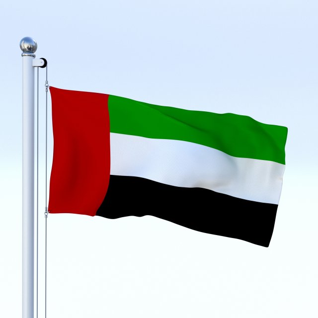 animated united arab emirates flag 3D Model .c4d .max .obj .3ds .fbx .stl .blend 