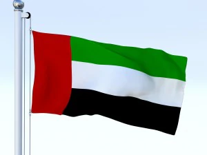 एनिमेटेड संयुक्त अरब अमीरात झंडा 3D मॉडल