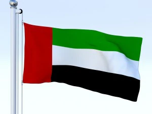 animated united arab emirates flag 3D Model